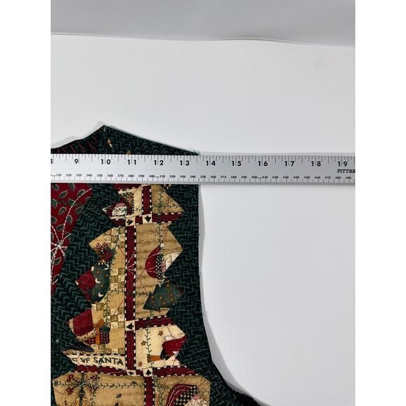 Handmade Reversible Women's Ugly Christmas Vest Folk Santa/Poinsettias Cotton XL - Picture 7 of 16